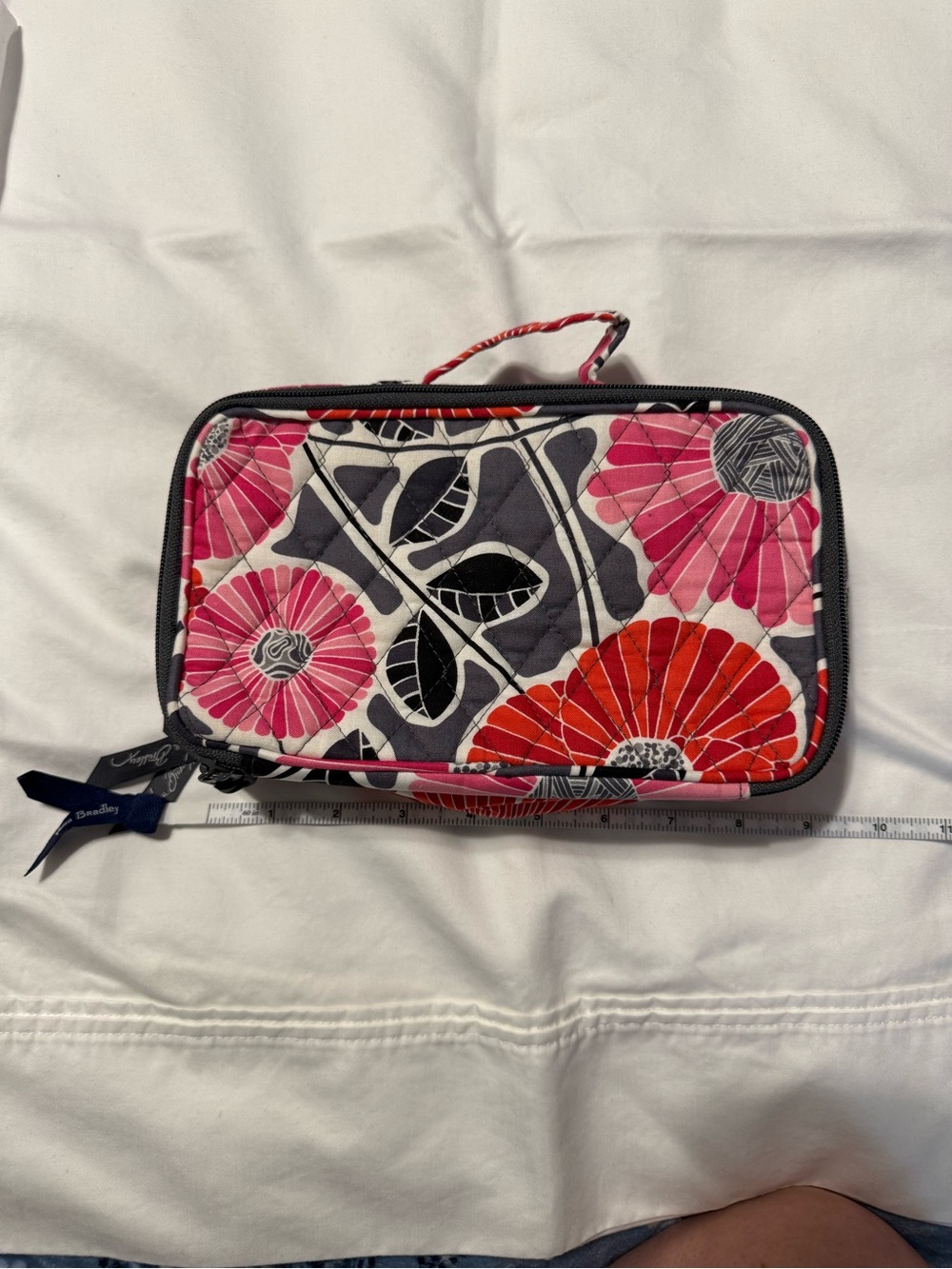 Vera Bradley Pink Red Floral Quilted Zip Pouch